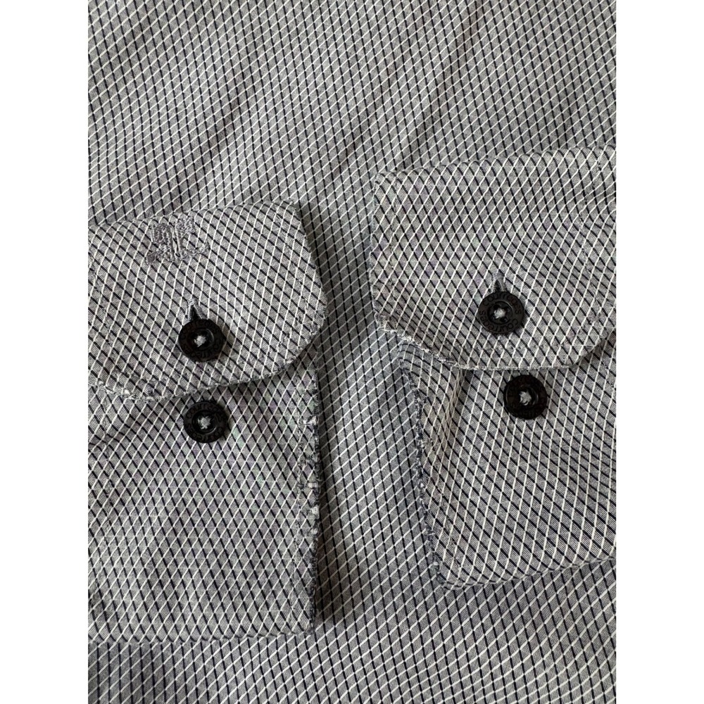 Courreges  Mens Grey Geometric Diamond Button Down Shirt Size 42 L - Picture 5 of 9